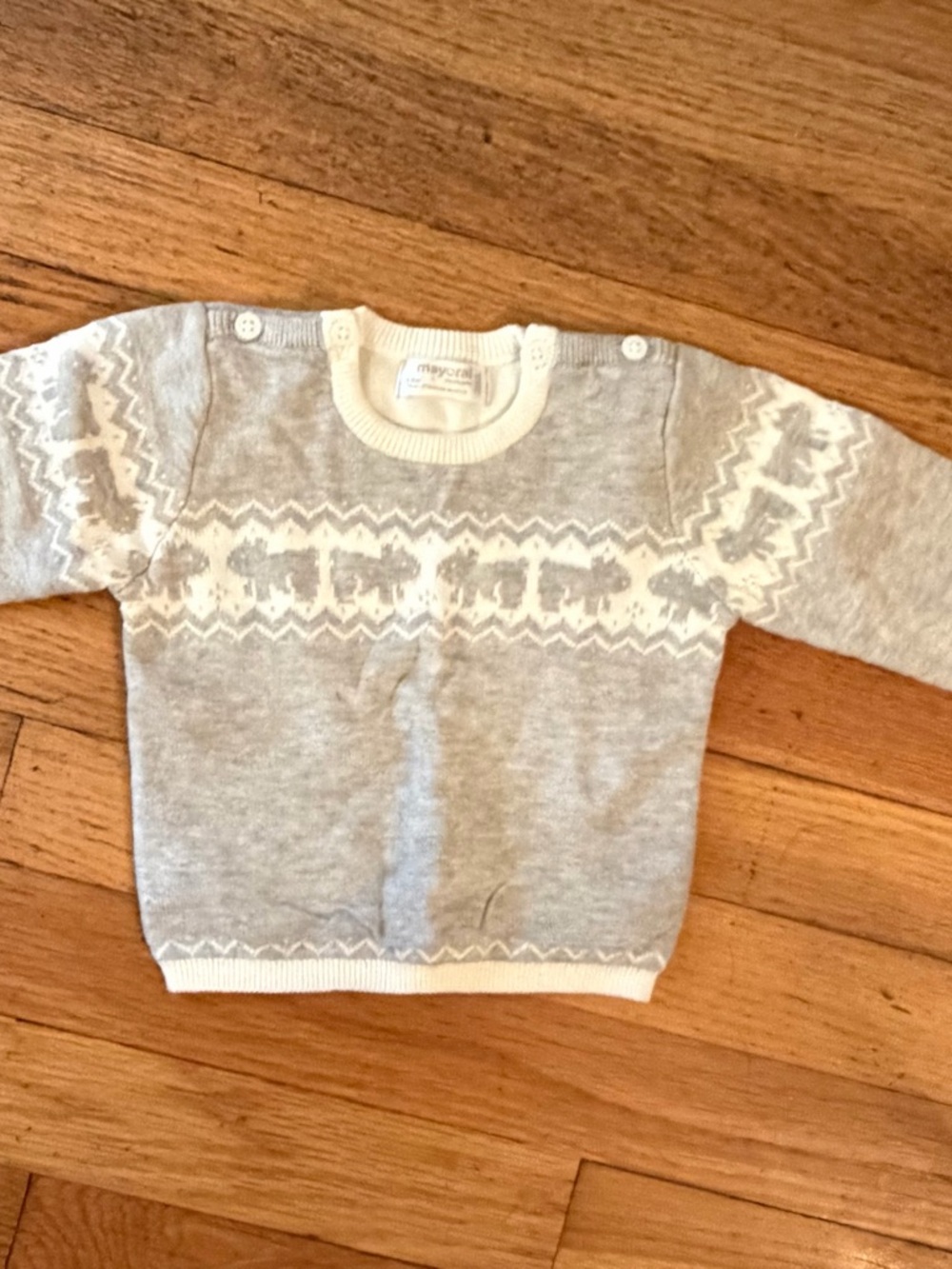 Mayoral Gray and Cream Fair Isle Baby Sweater